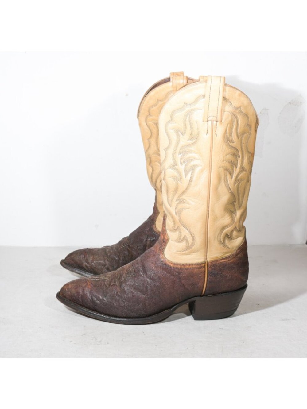 Vintage Tony Lama C7974 Brown Leather Elephant Print Cowboy Boots Made in USA - Picture 2 of 7